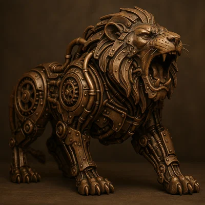 Sư Tử Cơ Khí Phong Cách Steampunk