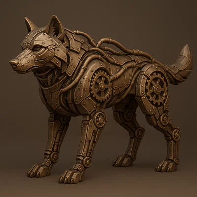 Sói Cơ Khí Phong Cách Steampunk