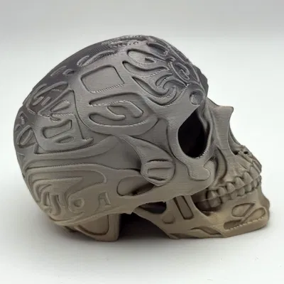 Mô Hình Đầu Lâu Tộc Lạ Hoa Văn 3D