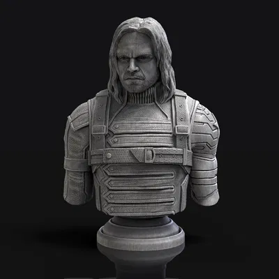Bức Tượng Bán Thân Winter Soldier (Phiên Bản Không Mặt Nạ)