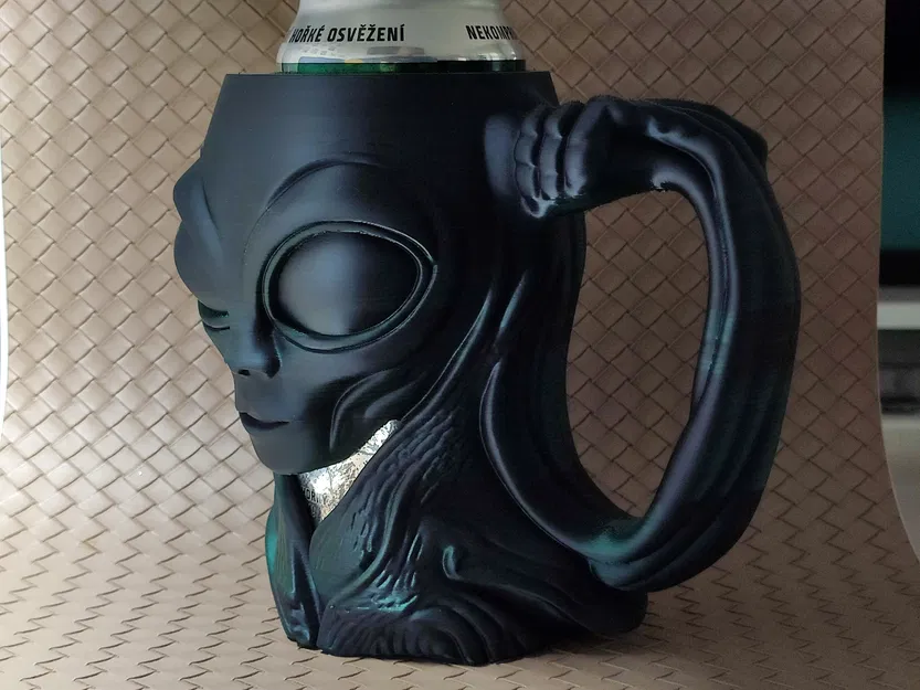 Cái Giữ Lon / Cốc Bia Hình Người Ngoài Hành Tinh Xám - Image 1