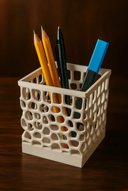 Ống Cắm Bút Vuông Có Lỗ - Image 1