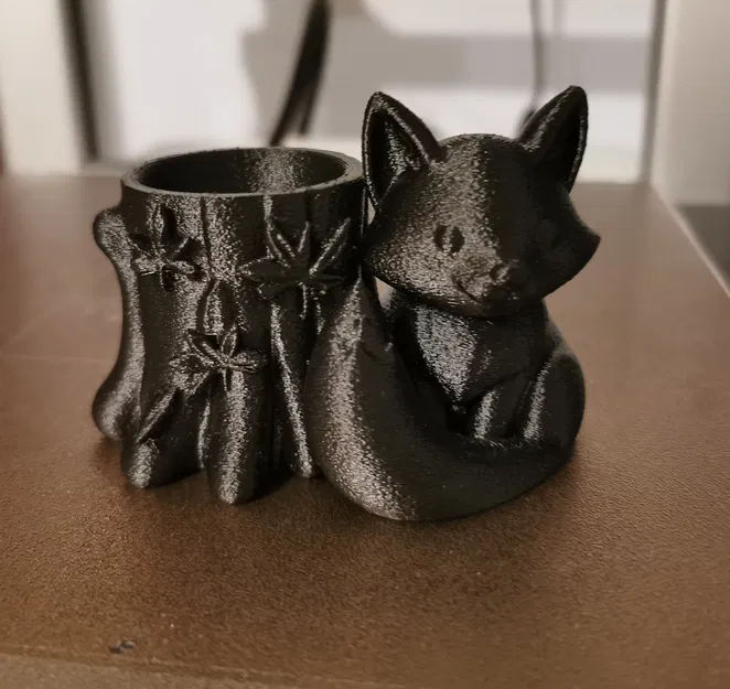 Cáo mùa thu với gốc cây trang trí lá - hộp đựng đồ 3D dễ thương, hũ / hộp / ống cắm bút - Image 2