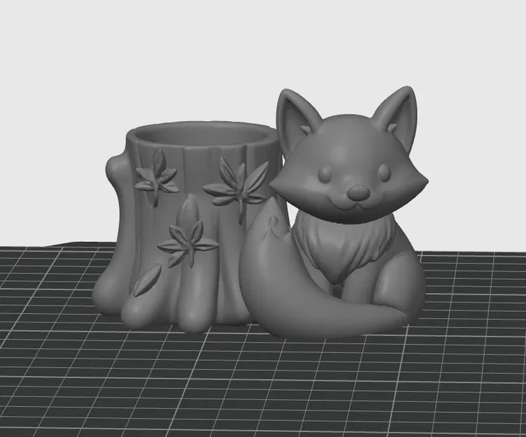 Cáo mùa thu với gốc cây trang trí lá - hộp đựng đồ 3D dễ thương, hũ / hộp / ống cắm bút - Image 3