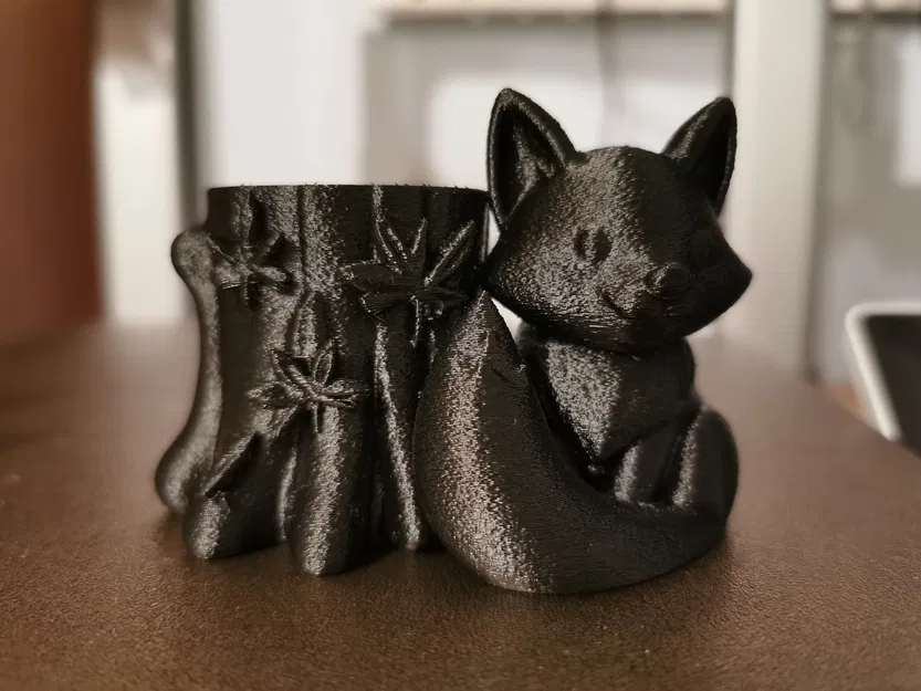 Cáo mùa thu với gốc cây trang trí lá - hộp đựng đồ 3D dễ thương, hũ / hộp / ống cắm bút - Image 4