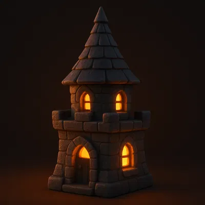 Tháp lâu đài Halloween cách điệu nhỏ