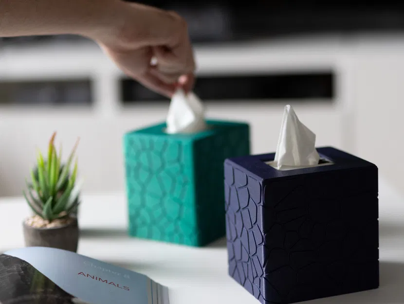 Vỏ Hộp Giấy Ăn (nhỏ, vuông) #2 - Hoa Văn Đá Cong - Image 3