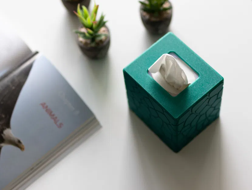 Vỏ Hộp Giấy Ăn (nhỏ, vuông) #2 - Hoa Văn Đá Cong - Image 4