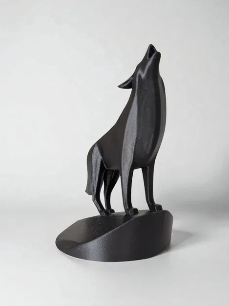 Mô Hình Sói Tru Tối Giản Độc Đáo Trên Đế - Image 5