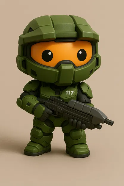 Tượng Master Chief Chibi – Mô Hình 3D Phong Cách Dễ Thương - Image 1
