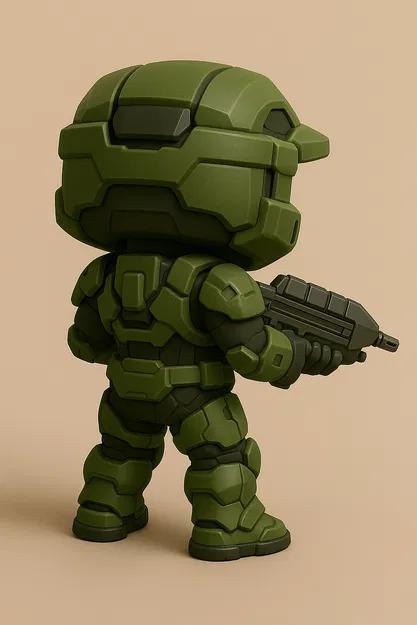 Tượng Master Chief Chibi – Mô Hình 3D Phong Cách Dễ Thương - Image 2