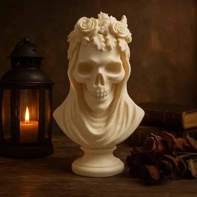 Tượng Đầu Lâu Mùa Thu Với Khăn Voan