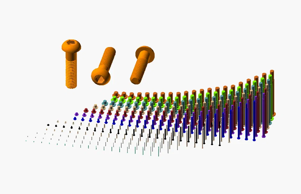 Hàng trăm Ốc Vít Vòm Metric V2 Từ M2 Đến M64 (Dễ In) - Image 1