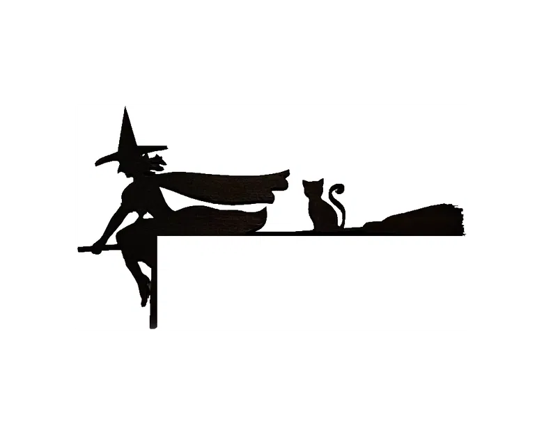 Mụ Phù Thủy Bay Cùng Mèo Trang Trí Góc Cửa Halloween - Image 1