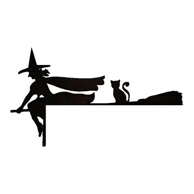 Mụ Phù Thủy Bay Cùng Mèo Trang Trí Góc Cửa Halloween