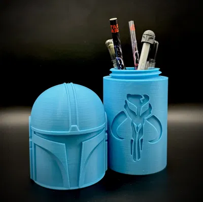 Hộp Bút Viết Vỏ Mũ Mandalorian Vẽ Đầu Lâu Mythosaur