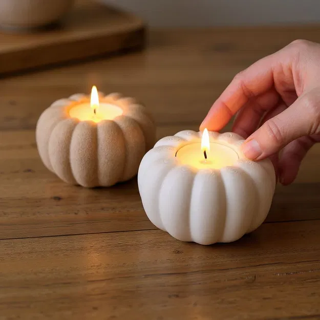 Chân Nến Tealight Hình Bí Ngô Mùa Thu (Có Đèn LED) - Image 3
