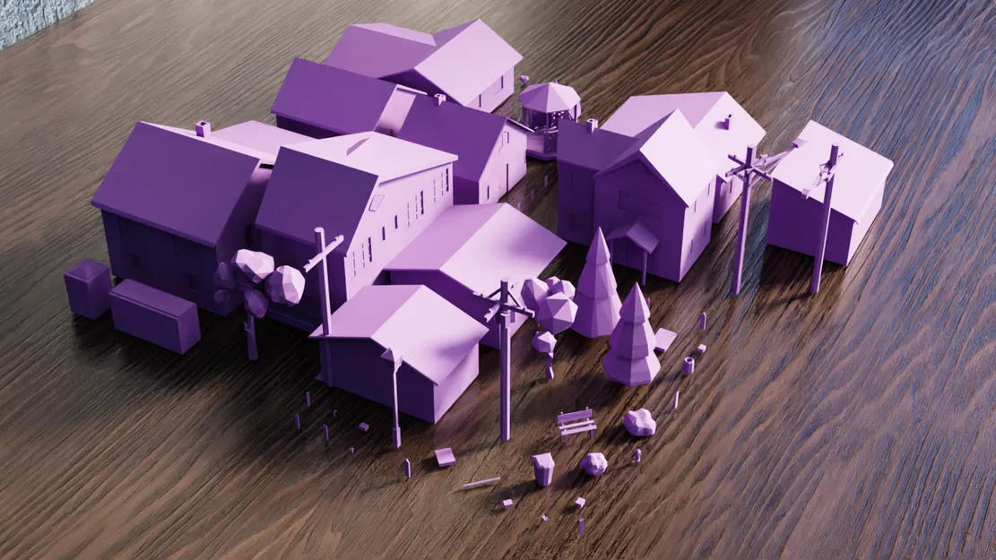 Bộ sưu tập Yếu tố Thị trấn Low Poly V1 - Image 1