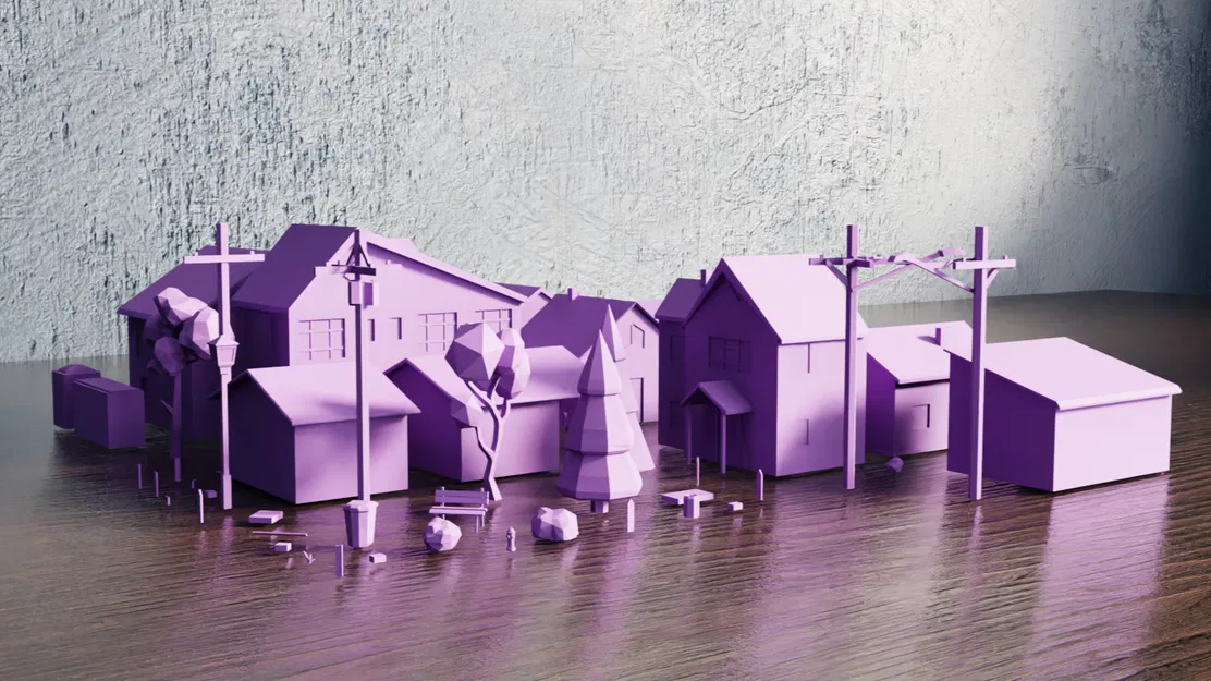 Bộ sưu tập Yếu tố Thị trấn Low Poly V1 - Image 2