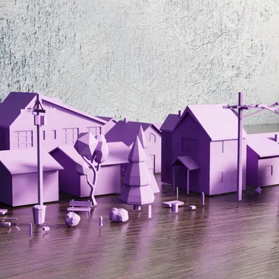 Bộ sưu tập Yếu tố Thị trấn Low Poly V1