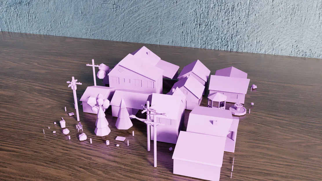 Bộ sưu tập Yếu tố Thị trấn Low Poly V1 - Image 4