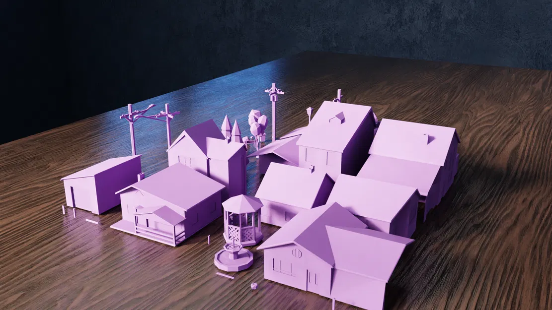 Bộ sưu tập Yếu tố Thị trấn Low Poly V1 - Image 5