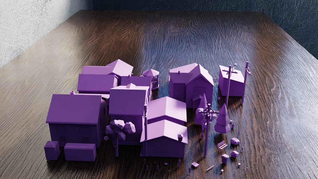 Bộ sưu tập Yếu tố Thị trấn Low Poly V1 - Image 7