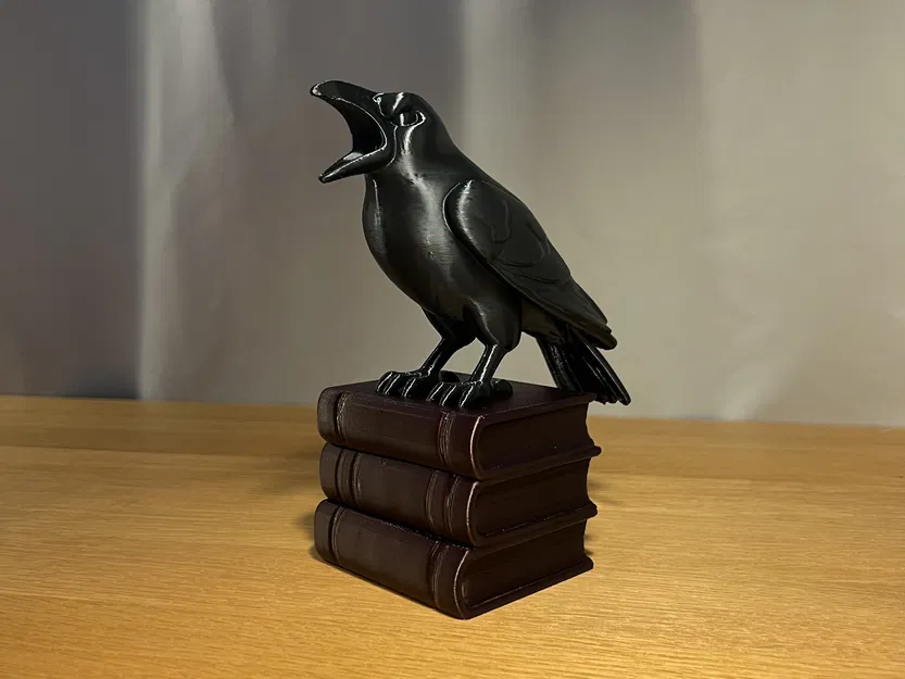 Tượng Quạ Trên Sách - Đồ Trang Trí Halloween Gothic - Image 1