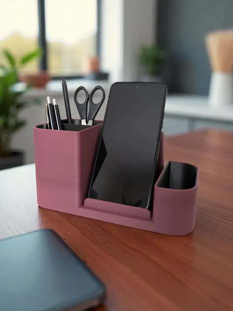 Hộp Đựng Đồ Văn Phòng Tích Hợp Giá Đỡ Điện Thoại - Image 1