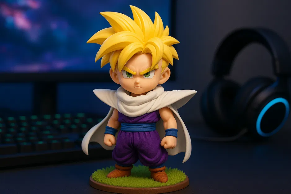 Chibi Super Saiyan Gohan – Mô Hình 3D Có Đế Cỏ - Image 2