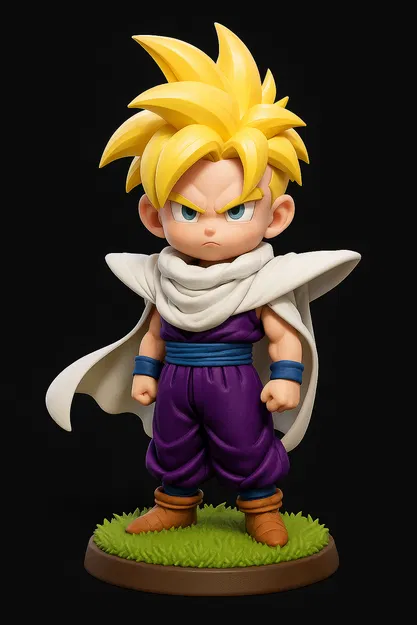 Chibi Super Saiyan Gohan – Mô Hình 3D Có Đế Cỏ - Image 3