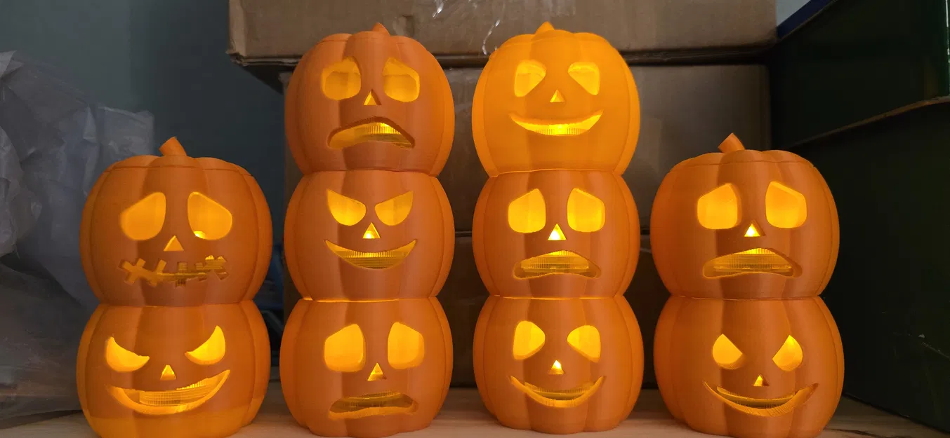 Chân nến bí ngô cho đèn trà có nắp vành xếp chồng - Image 1