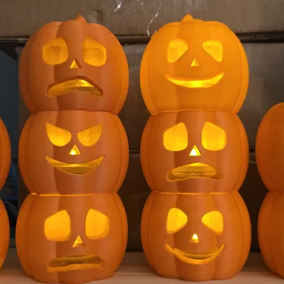 Chân nến bí ngô cho đèn trà có nắp vành xếp chồng