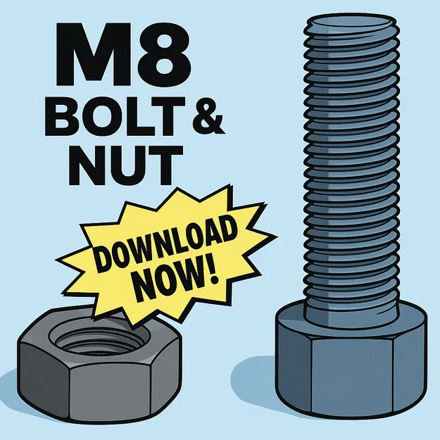Ốc Vít và Đai Ốc M8 × 1.25 mm (In 3D, Ren ISO Metric) - Image 1