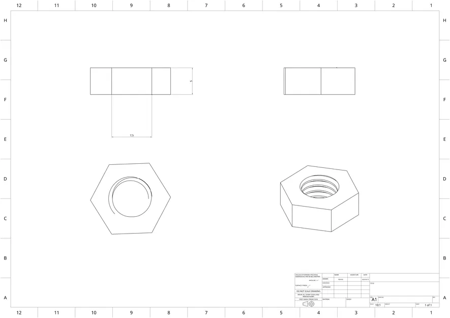 Ốc Vít và Đai Ốc M8 × 1.25 mm (In 3D, Ren ISO Metric) - Image 3