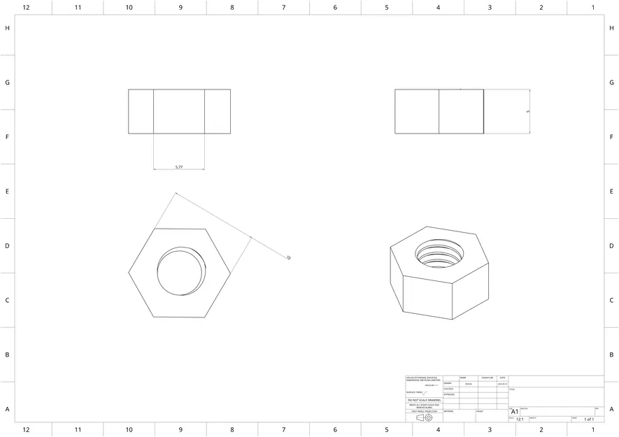 Ốc và Đai Ốc M6 × 1 mm (In 3D, Ren Hệ Mét ISO) - Image 3