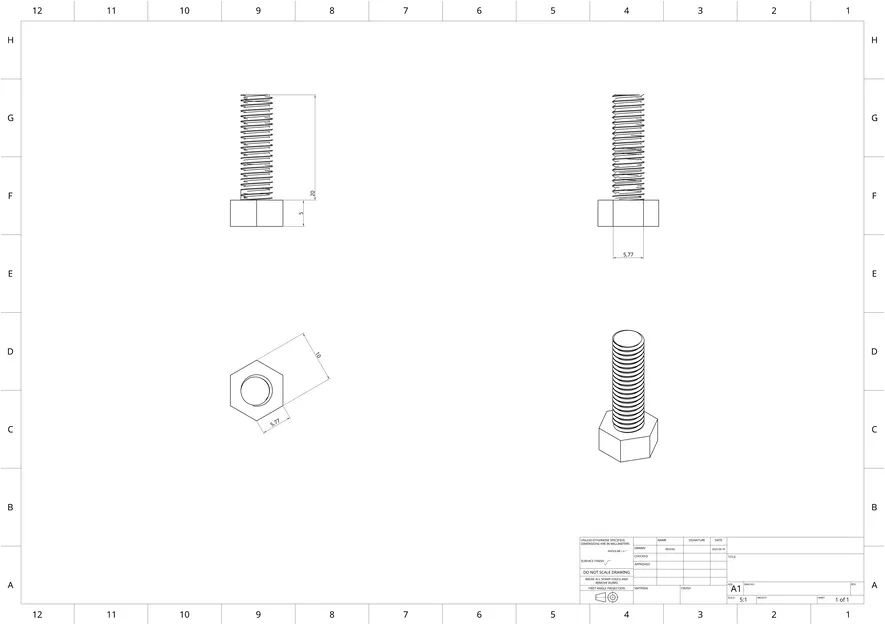 Ốc và Đai Ốc M6 × 1 mm (In 3D, Ren Hệ Mét ISO) - Image 4