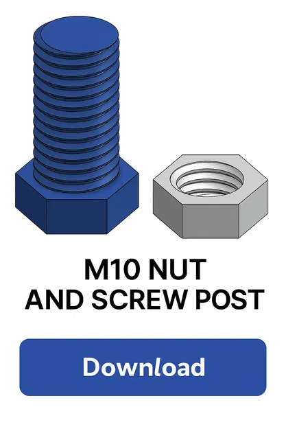 Vít và Ec-măng M10 (In 3D, Ren ISO Metric) - Image 1