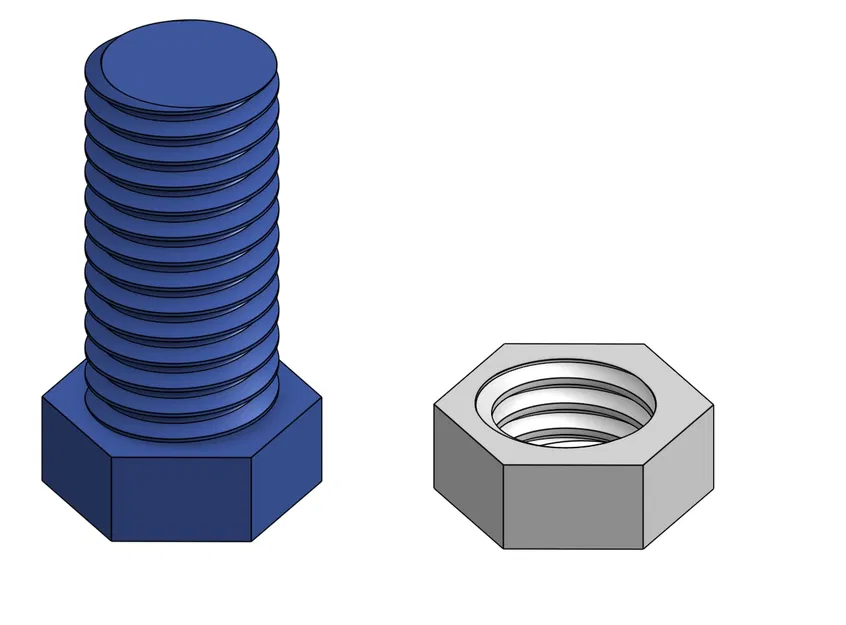 Vít và Ec-măng M10 (In 3D, Ren ISO Metric) - Image 2