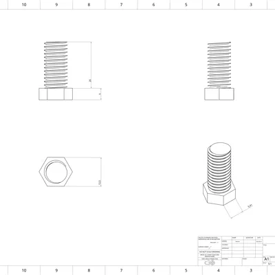 Vít và Ec-măng M10 (In 3D, Ren ISO Metric)