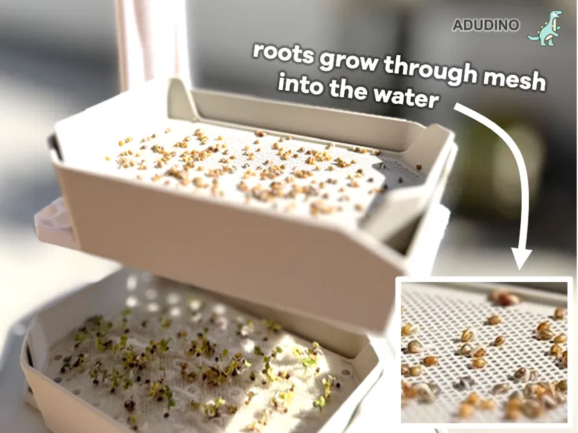 Bộ Trồng Rau Mầm / Giá Ươm Cải Xoong - Bộ Kit Bao Gồm Lưới Hạt, Giá Đỡ Xếp Chồng, Nắp Đậy + Hướng Dẫn - Image 2