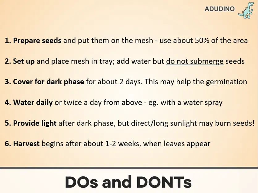 Bộ Trồng Rau Mầm / Giá Ươm Cải Xoong - Bộ Kit Bao Gồm Lưới Hạt, Giá Đỡ Xếp Chồng, Nắp Đậy + Hướng Dẫn - Image 5