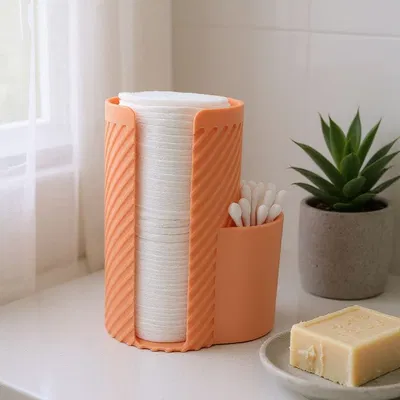 Hộp Đựng Bông Tẩy Trang & Tăm Bông Kiểu Dáng Hiện Đại Có Gân