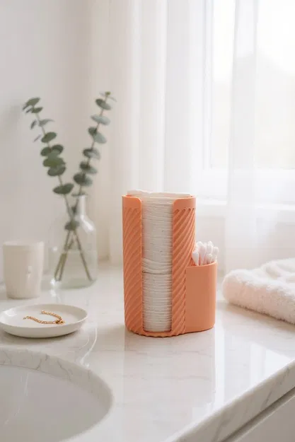 Hộp Đựng Bông Tẩy Trang & Tăm Bông Kiểu Dáng Hiện Đại Có Gân - Image 2