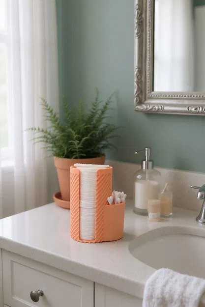 Hộp Đựng Bông Tẩy Trang & Tăm Bông Kiểu Dáng Hiện Đại Có Gân - Image 6