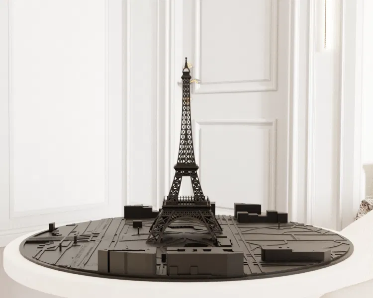 Tháp Eiffel & Bản đồ địa hình tròn Thành phố Paris - Image 1