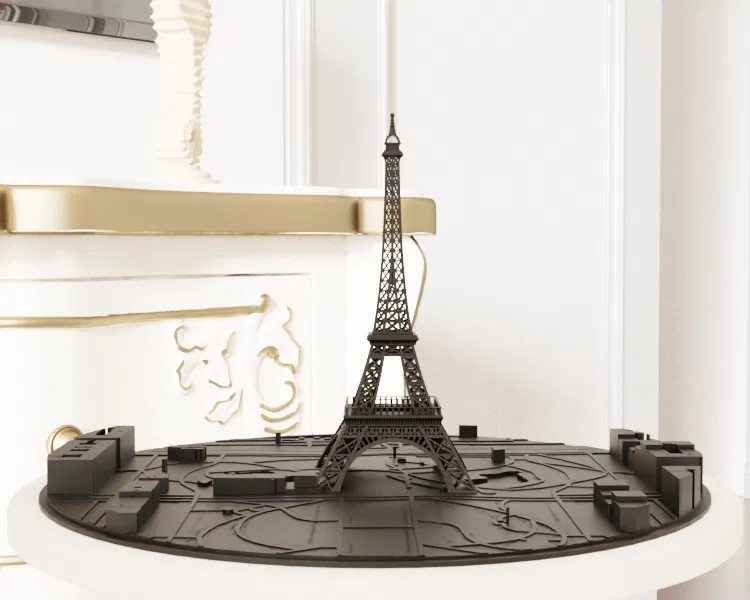 Tháp Eiffel & Bản đồ địa hình tròn Thành phố Paris - Image 2