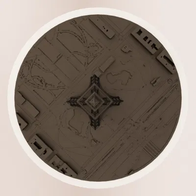 Tháp Eiffel & Bản đồ địa hình tròn Thành phố Paris