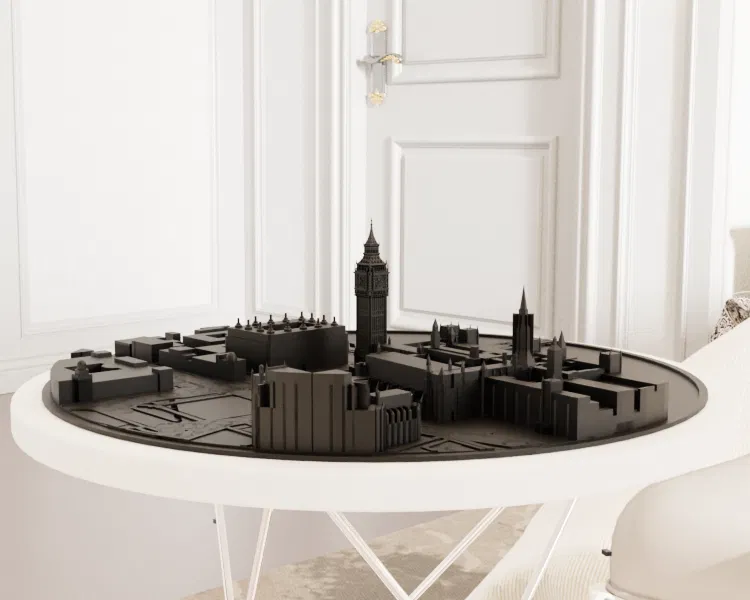 Bản Đồ Địa Hình Tròn Big Ben & Westminster - London STL - Image 1