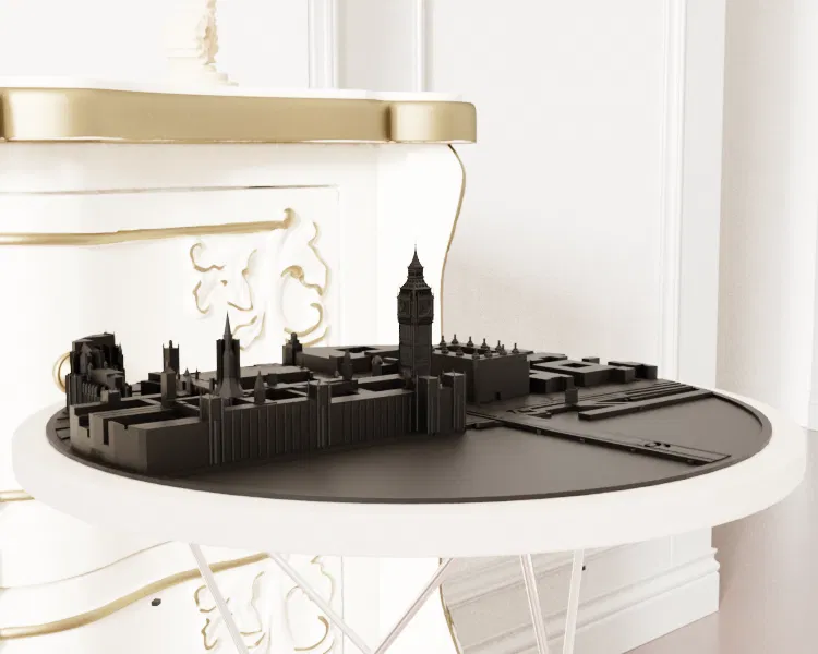 Bản Đồ Địa Hình Tròn Big Ben & Westminster - London STL - Image 3